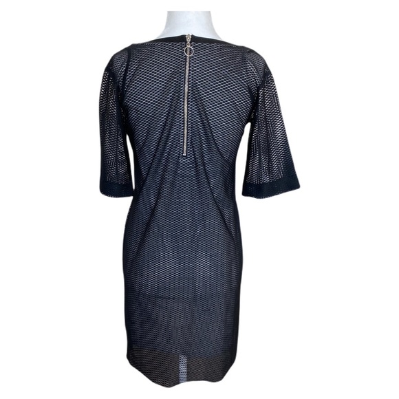 TOPSHOP Black Net Mesh V-Neck Mini Dress Size 2 - Picture 4 of 14